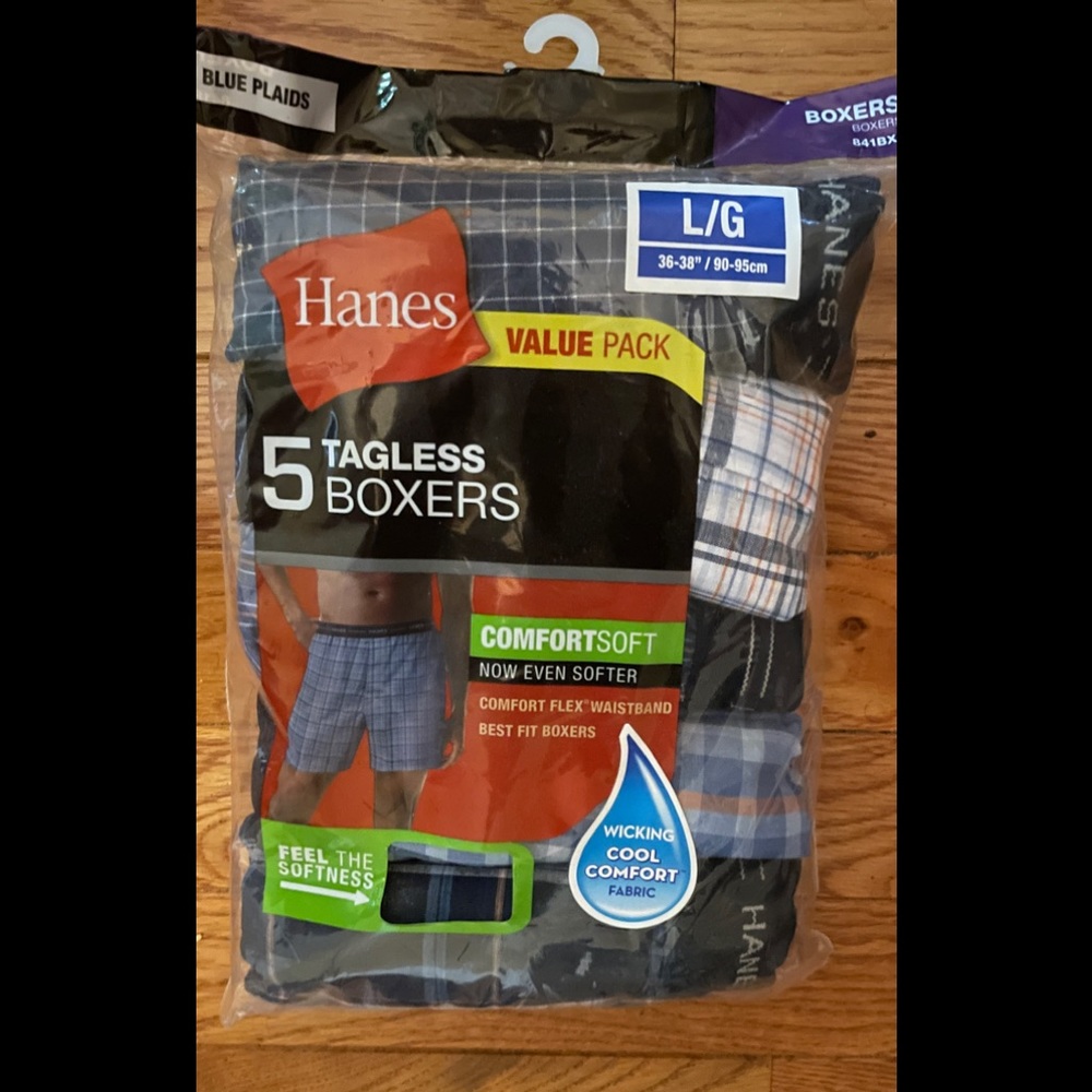 BRAND NEW HANES BOXERS 5 PACK